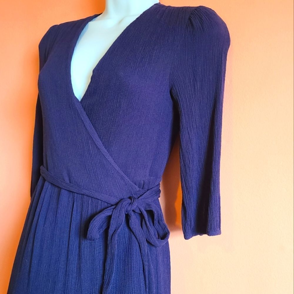 Boden Aurora Navy Blue Midi Wrap Dress Size 2R - Picture 7 of 11